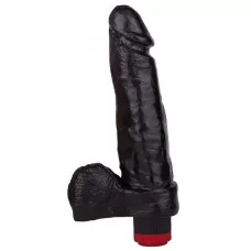 Чёрный вибромассажёр с мошонкой - 19 см черный 