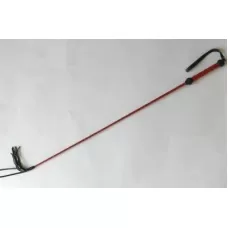 Плетеный длинный красный лаковый стек с наконечником-кисточкой - 85 см красный с черным 