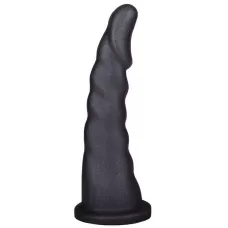 Женский страпон с чёрной насадкой и вагинальной пробкой - 18,5 и 10,5 см черный 