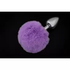 Маленькая серебристая пробка с пушистым фиолетовым хвостиком фиолетовый 