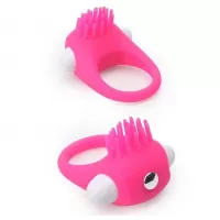 Розовое эрекционное кольцо с щеточкой LIT-UP SILICONE STIMU RING 5 розовый 
