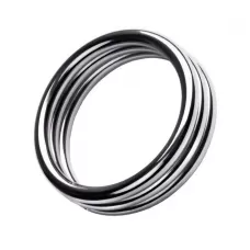 Металлическое эрекционное кольцо с рёбрышками размера L серебристый 