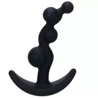 Чёрный анальный стимулятор с шариками Smiling Butt Plug - 8,9 см черный 