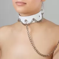 Белый ошейник с цепью белый 