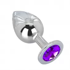 Большой плаг из стали с фиолетовым кристаллом Violet Dream - 9,5 см фиолетовый 