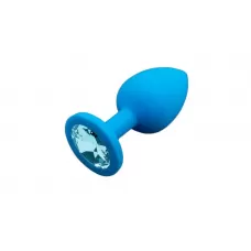 Маленькая голубая силиконовая пробка с голубым кристаллом - 7,5 см голубой 