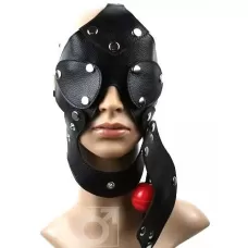 Разъёмная шлем-маска с кляпом черный 