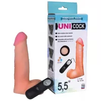 Фаллическая насадка Харнесс UNICOCK 5,5  с вибрацией - 17 см телесный 