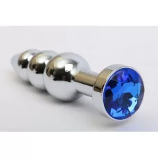 Серебристая анальная ёлочка с синим кристаллом - 11,2 см синий 