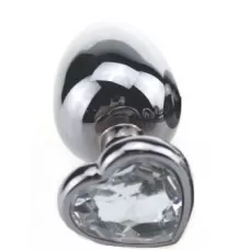 Малая серебристая пробка с прозрачным кристаллом-сердечком - 7,5 см прозрачный 