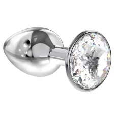 Малая серебристая анальная пробка Diamond Clear Sparkle Small с прозрачным кристаллом - 7 см прозрачный 