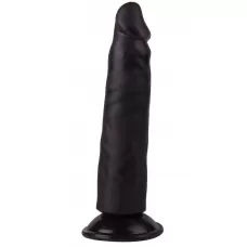 Рельефный чёрный фаллоимитатор на присоске - 16,5 см черный 