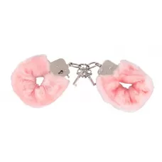 Розовые меховые наручники Love Cuffs Rose розовый 