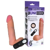 Фаллическая насадка Харнесс UNICOCK 6  с вибрацией - 18 см телесный 