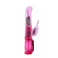 Розовый вибратор с подвижной головкой в пупырышках - 21 см розовый 