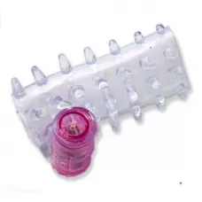 Прозрачная вибронасадка на пенис с шишечками и открытой головкой прозрачный 