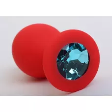 Красная силиконовая пробка с голубым стразом - 8,2 см нежно-голубой 