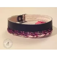Чёрный ошейник с чёрно-малиновым кружевом черный с малиновым 