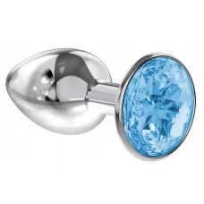 Малая серебристая анальная пробка Diamond Light blue Sparkle Small с голубым кристаллом - 7 см нежно-голубой 