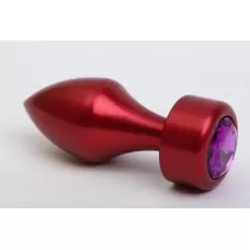 Красная анальная пробка с фиолетовым кристаллом - 7,8 см фиолетовый 