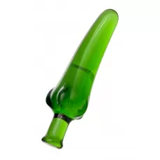 Зелёный анальный стимулятор из стекла в форме перчика - 13,5 см зеленый 