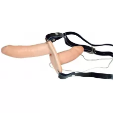 Телесный женский страпон с вагинальной пробкой Strap-On Duo - 15 см телесный 