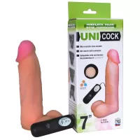 Фаллическая насадка Харнесс UNICOCK 7  с вибрацией - 19 см телесный 