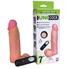 Фаллическая насадка Харнесс UNICOCK 7  с вибрацией - 19 см телесный 