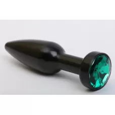 Чёрная удлинённая пробка с зелёным кристаллом - 11,2 см зеленый 