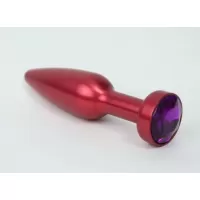 Большая красная анальная пробка с фиолетовым стразом - 11,2 см фиолетовый 