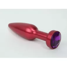 Большая красная анальная пробка с фиолетовым стразом - 11,2 см фиолетовый 