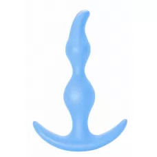 Голубая анальная пробка Bent Anal Plug Black - 13 см нежно-голубой 
