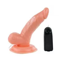 Вибромассажер-реалистик на присоске - 15,5 см телесный 