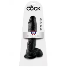 Реалистичный чёрный фаллоимитатор-гигант 10  Cock with Balls - 25,4 см черный 