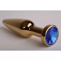 Золотистая анальная пробка с синим кристаллом - 11,2 см синий 