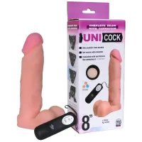 Фаллическая насадка Харнесс UNICOCK 8  с вибрацией - 20 см телесный 