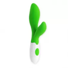 Зеленый вибратор Owen с клиторальным отростком - 20 см зеленый 