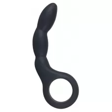 Черный ребристый анальный стимулятор - 13,5 см черный 