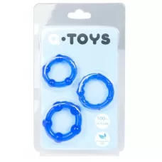 Набор из 3 синих эрекционных колец A-toys синий 