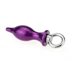 Фиолетовая металлическая анальная пробка с кольцом - 7 см фиолетовый 
