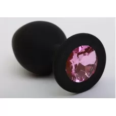 Чёрная силиконовая пробка с розовым стразом - 8,2 см розовый 