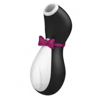 Вакуум-волновой бесконтактный стимулятор клитора Satisfyer Penguin черный с белым 