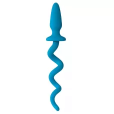 Голубая анальная пробка с хвостом-спиралью Oinkz голубой 