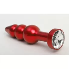 Красная анальная ёлочка с прозрачным кристаллом - 11,2 см прозрачный 