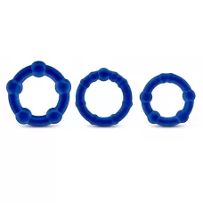 Набор из 3 синих эрекционных колец Stay Hard Beaded Cockrings синий 