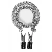 Прищепки для сосков Block Busters Nipple Clamps с цепью серебристый 
