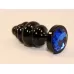 Черная фигурная анальная пробка с синим кристаллом - 8,2 см синий 