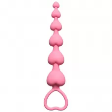 Розовая анальная цепочка Heart s Beads Pink - 18 см розовый 