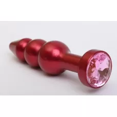Красная анальная ёлочка с розовым кристаллом - 11,2 см розовый 