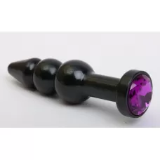 Чёрная анальная ёлочка с фиолетовым кристаллом - 11,2 см фиолетовый 
